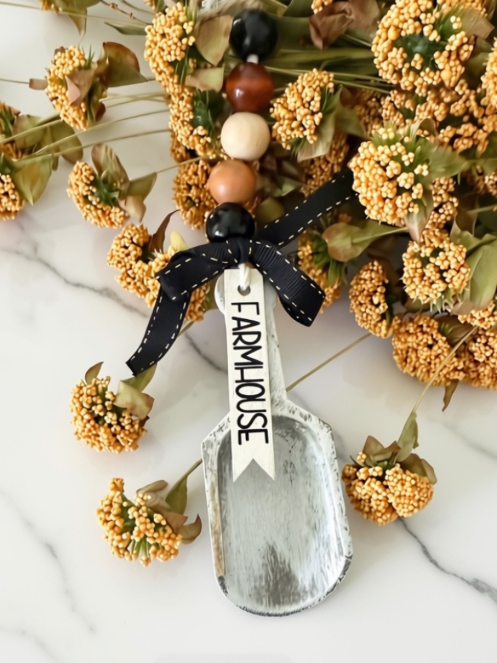 Farmhouse Wood Scoop Beaded Garland